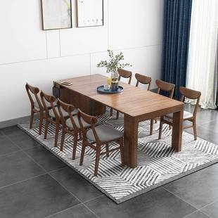 叠餐桌椅边组合一体小户型折WYO实可伸缩省空木间柜饭桌