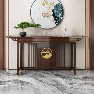 新中式乌金木玄5桌实供892木202新款关玄关桌条案桌隔断案几客厅