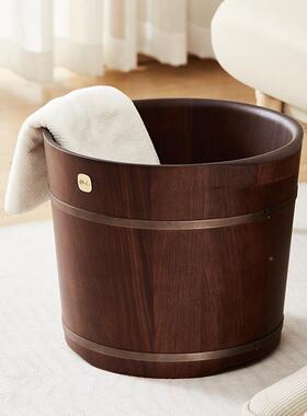 质足浴桶桶家用洗脚桶泡脚42014桶按摩木冬天养生带木盖木实洗脚