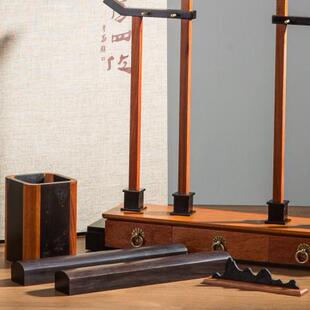 房四宝套装毛笔笔挂文木架子架实展示架毛笔初学者书法214专用放