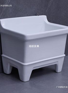 陶瓷拖阳台墩池大号方VHZ形长把拖把洗池宽拖布布盆台控自动下水