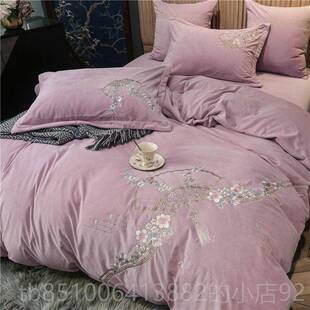 正品牛奶绒四件套加厚冬珊瑚绒双面法兰绒中鹅国高端天丝绒床季上