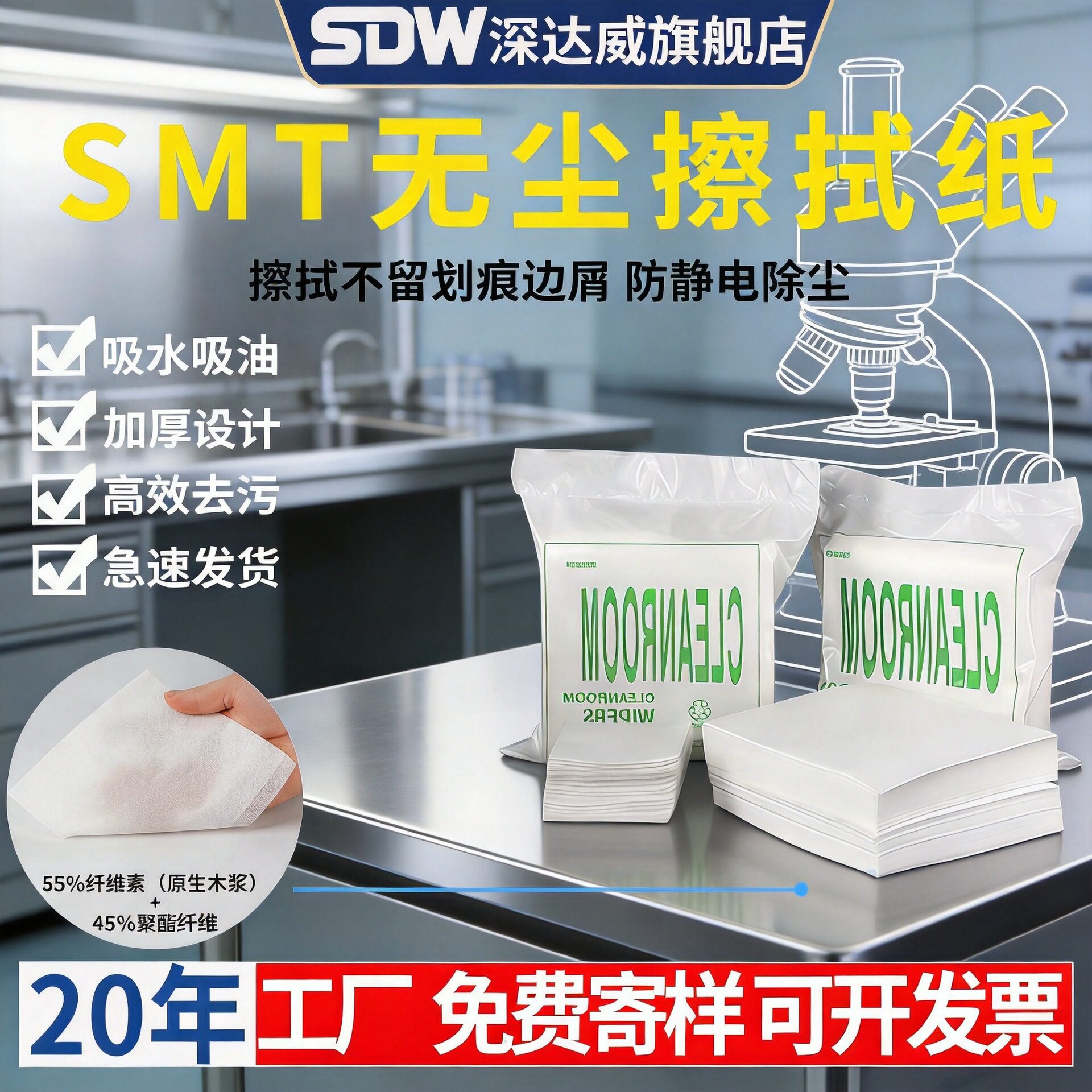 0606无尘纸吸油工业擦拭纸0609吸尘纸电子厂除尘清洁专用无纺布