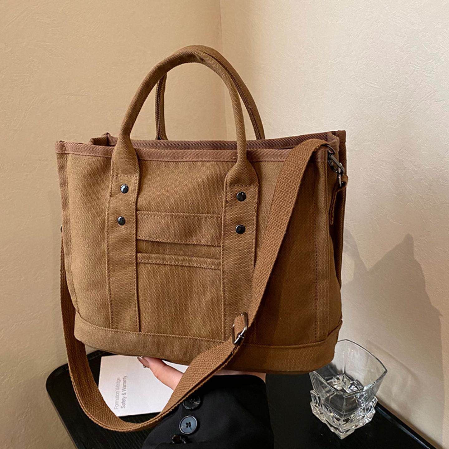 大容量包包百搭休闲帆布单肩包网红手提包大学生时尚托特包小方包