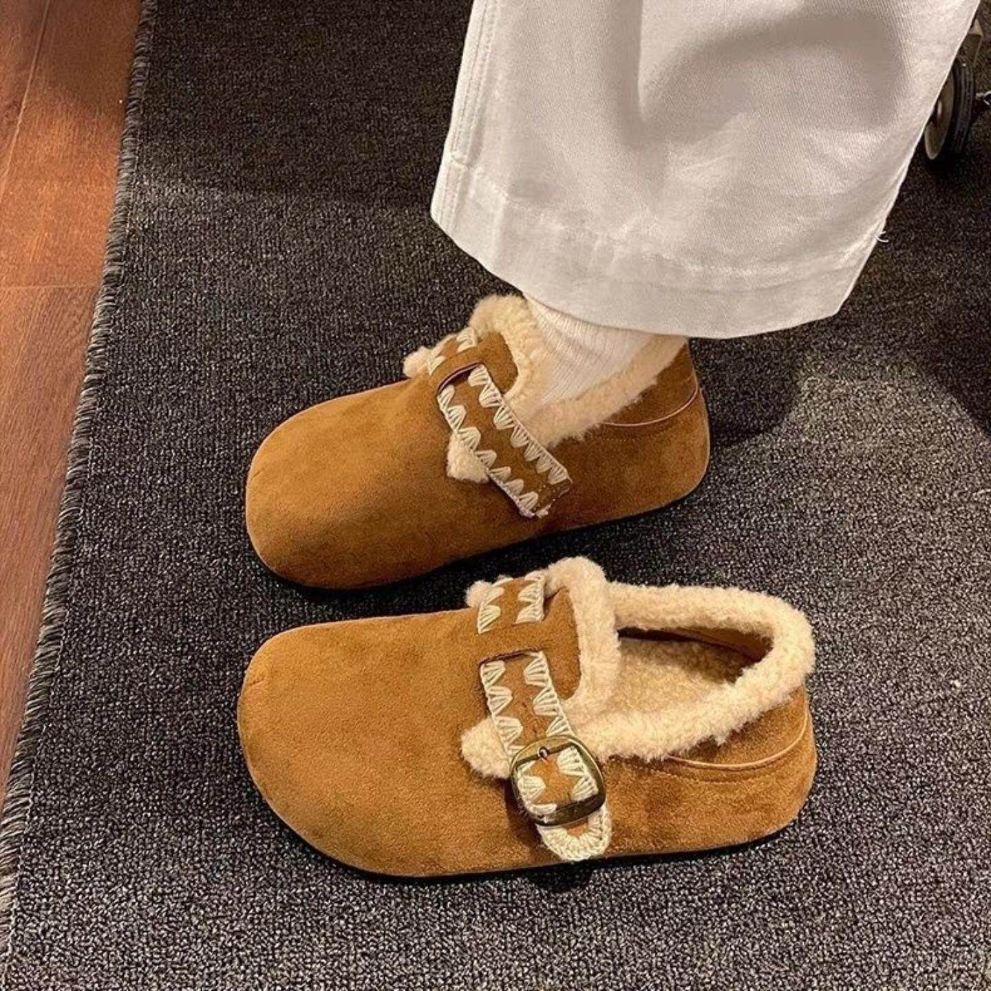 加绒勃肯鞋女秋冬季保暖棉靴