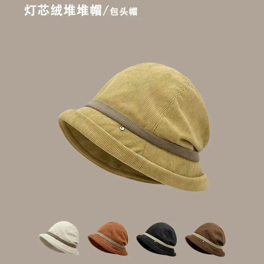 复古显脸小加厚渔夫帽女