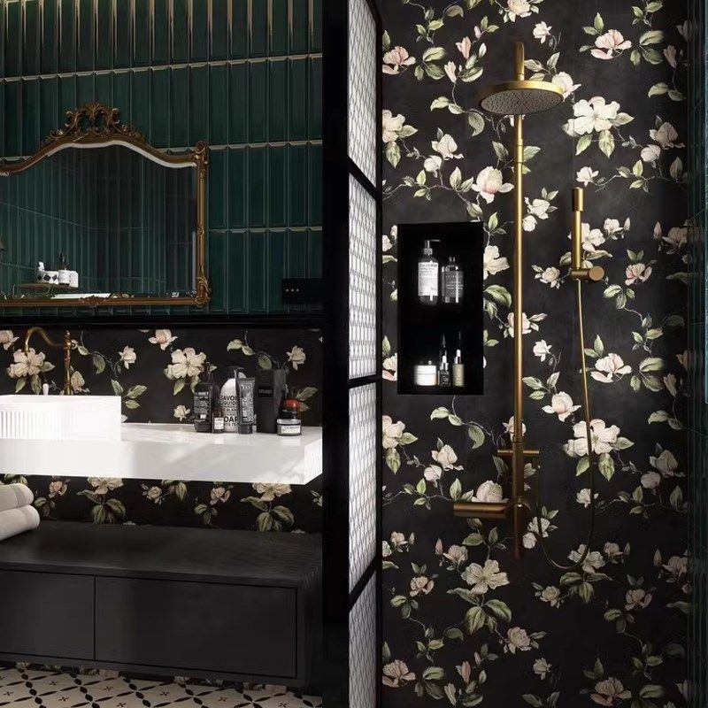 中古风自粘卫生间厕所墙纸防水防潮墙贴浴室复古壁纸连纹瓷砖贴纸,家居饰品,软装墙贴,淘宝优惠券,粉丝福利购,淘宝优惠卷