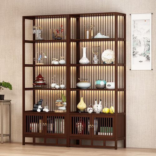 博古架新中式多宝阁茶叶展示茶柜酒置物架实木茶室办公室隔断屏风