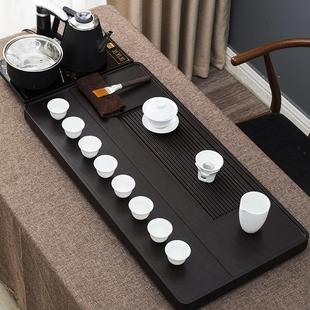 9WOR茶盘实木家用整块黑檀花梨木质茶台简易大小电木排水茶海茶具