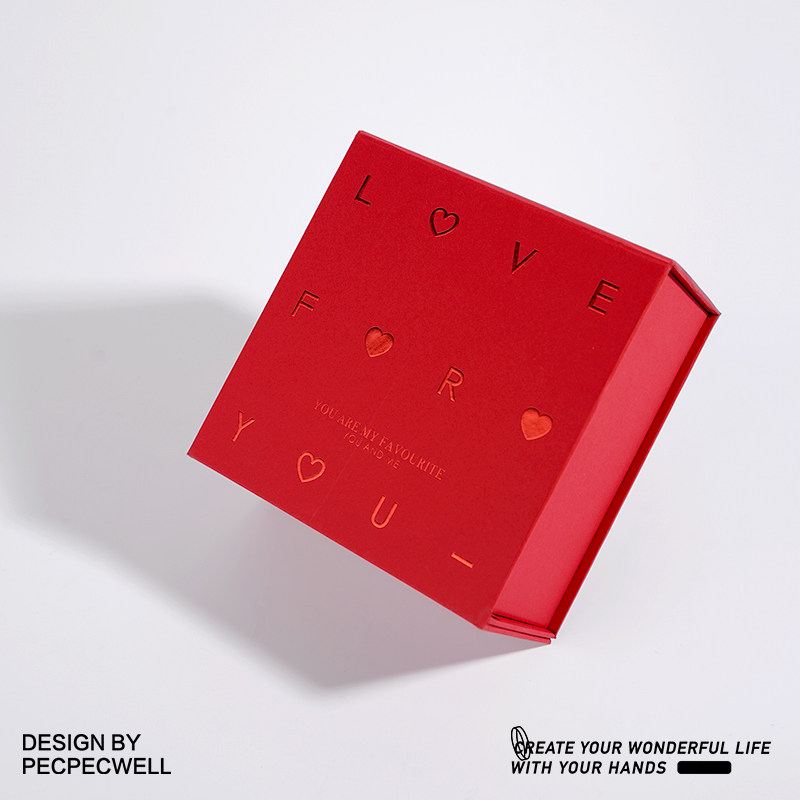 ppw礼物盒子【爱久恒心】烫金爱心欧式礼盒高级感送男生大号空盒
