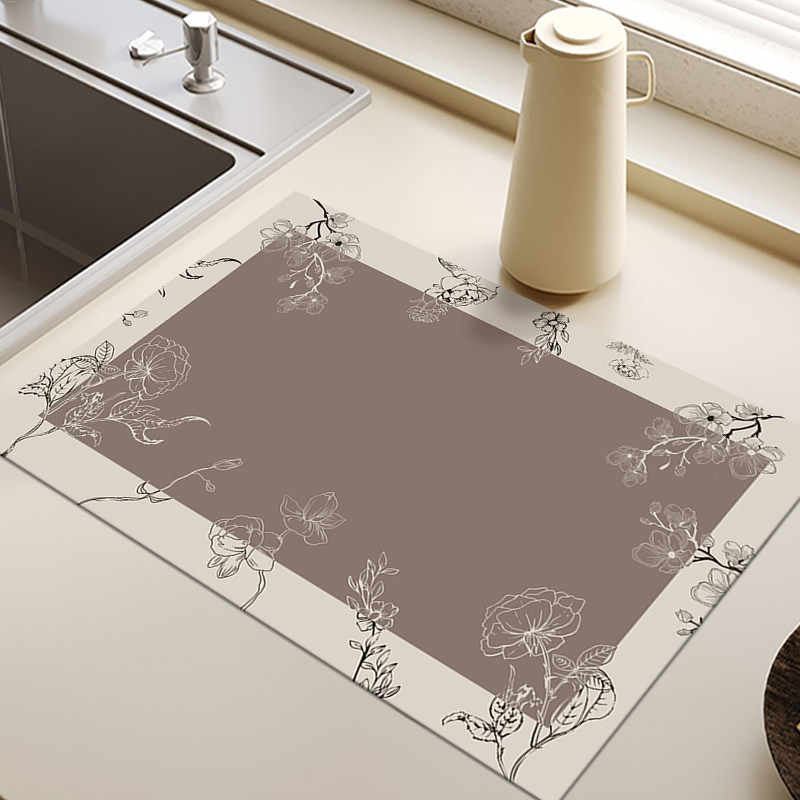 复古咖色硅藻泥厨房台面沥水垫洗碗池吧台吸水垫杯子碗盘干燥垫,居家布艺,厨房地垫,淘宝优惠券,粉丝福利购,淘宝优惠卷