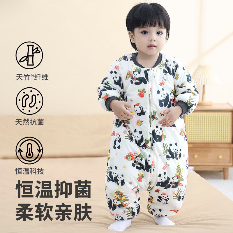 包邮婴儿童睡袋春秋冬款天竹棉恒温夹棉分腿睡袋儿童加厚防踢被