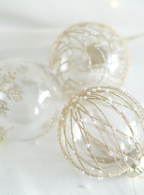 BG DESIGN香槟金系列创意耶诞球雪花珠珠耶诞树装饰品耶诞树挂件