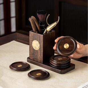 黑檀木茶道六君子配件套具杯垫装组合茶勺夹套80581子功夫茶配件