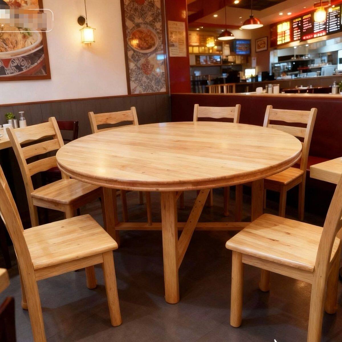 柏木家具家用柏木餐桌商用实木餐桌柏木圆桌1.2/1.4/1.6/1.8米