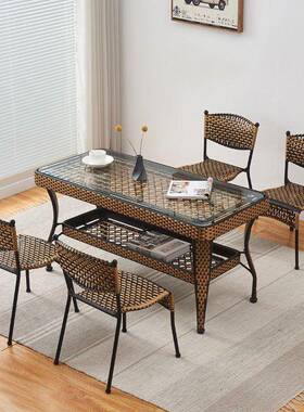 腾藤椅家用小藤椅子背椅靠客厅阳台休家用67490闲编织椅矮凳子餐