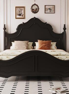 黑色安床1米的床实木箱体储物8式复古床美主娜卧双人床榉FKL木实