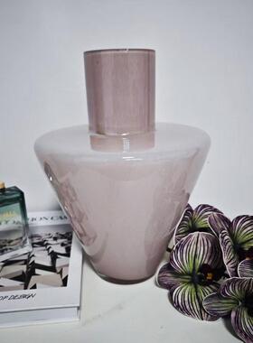 花北欧乔极简风焦糖色ZFO倒三角设玻计璃花瓶中古器插花摆件迁礼