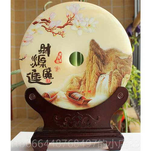 新款然玉石平安扣摆乔迁礼品品办公件室酒柜客厅天玄关平安摆件礼
