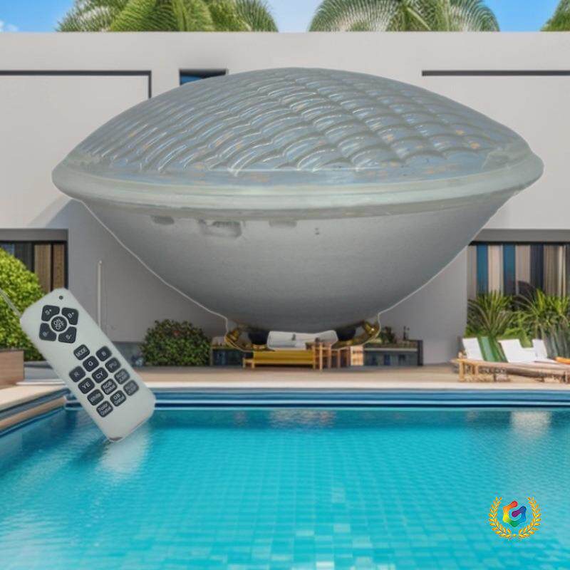?防水PAR灯PAR56水底灯七彩RGB带遥控嵌入式水池景观灯12VIP