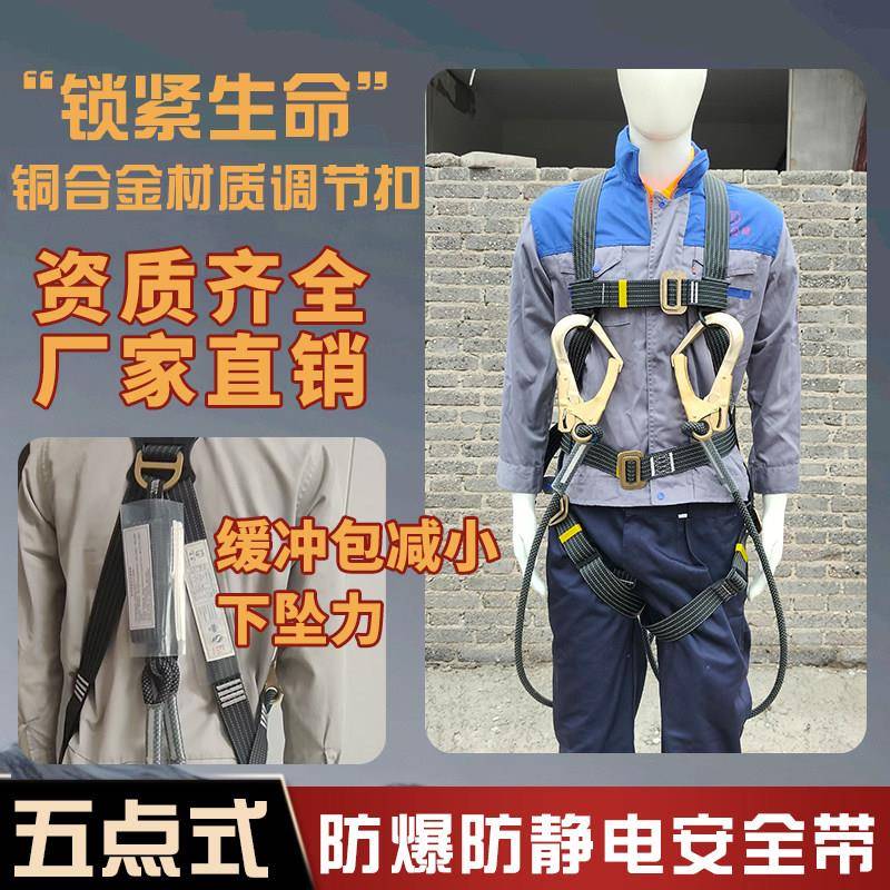 防爆防静电安全带五点式加油站油库防爆保险带铜扣安全带大铜钩