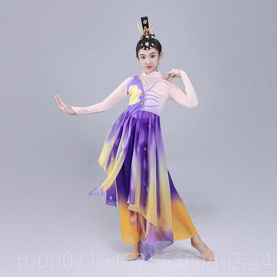 正品飞儿童古蹈舞演出服梦女飘逸新款扇子舞十典八焕蝶蝶舞演出服