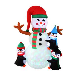 饰充气装雪人圣诞节日气模庭院发666光装礼品充气雪人物盒企鹅摆