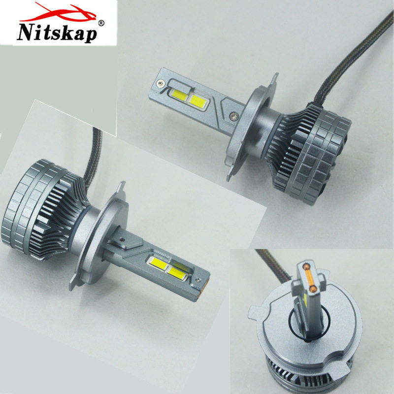 N12200W汽车LED大灯H1H7H4H119005H9012解码车灯双散热前照灯