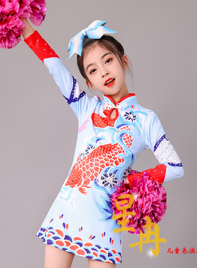 新款啦啦操专业比赛服连衣裙服装队服儿童表演服装运动会演出服饰