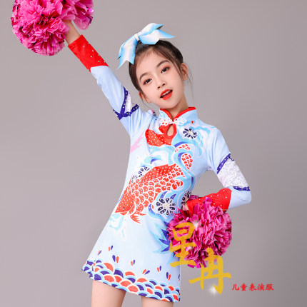 新款啦啦操专业比赛服连衣裙服装队服儿童表演服装运动会演出服饰
