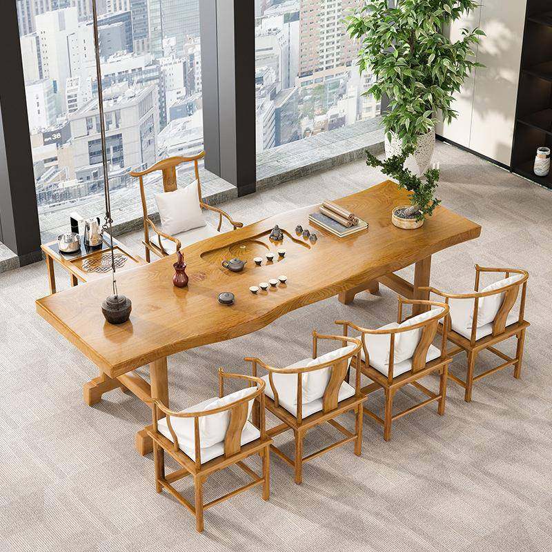 新办中式木多人茶喝桌公室会客洽谈原木大板实JFT茶桌客厅茶桌椅,商业/办公家具,茶台/茶桌,淘宝优惠券,粉丝福利购,淘宝优惠卷