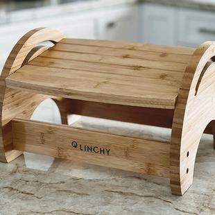 创意可节竹木木架脚凳办公桌脚凳便携制脚凳家脚用694卫生间竹木