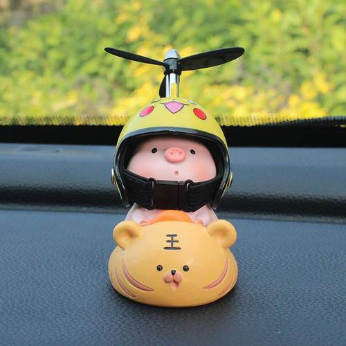 创意猪骑老虎可摆件爱35320卡通猫咪小鸭子内汽车车用品装饰车载