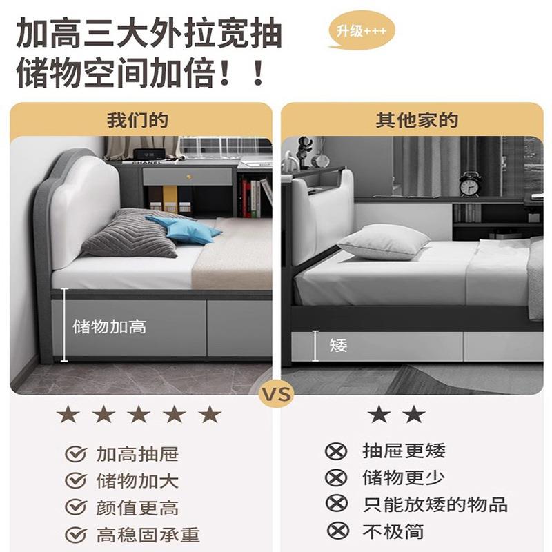 床.童床男孩卧室KDD床1米儿单人5床1米2储小孩实木床物软包床