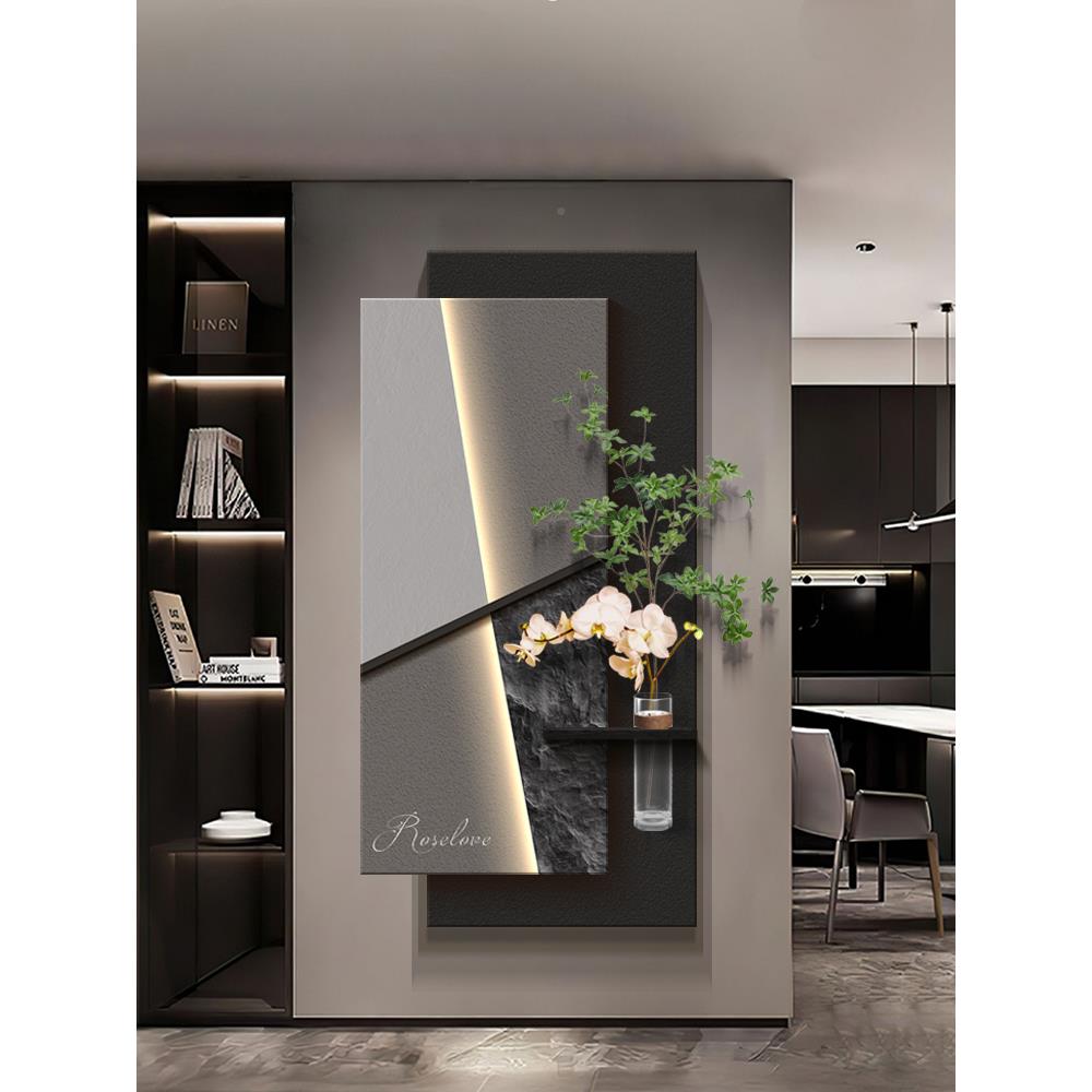 意?式极简玄关饰画入户正对门壁画水培装绿植客厅灯走廊Fhzuxhhh