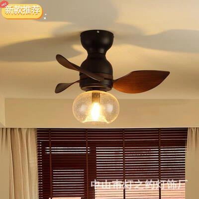 美复古餐厅无品牌/扇灯阳台式吊扇具灯工业小尺寸卧室书风房一体