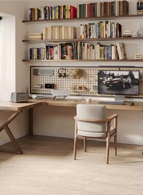 实木角学生家卧室靠墙写字书MJR桌型书架台式电用脑办公桌L转工作