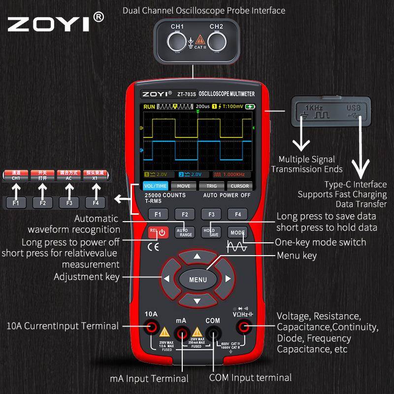 量仪OYI手持示波器ZT-703S万用表ZZT-703S多功能测带信号发生器众