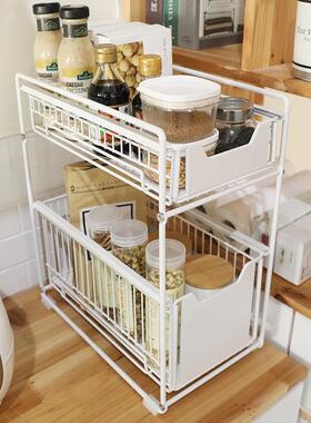 厨房下水槽置物架柜落地收纳下推拉伸缩式杂物柜下橱多CXLL026层