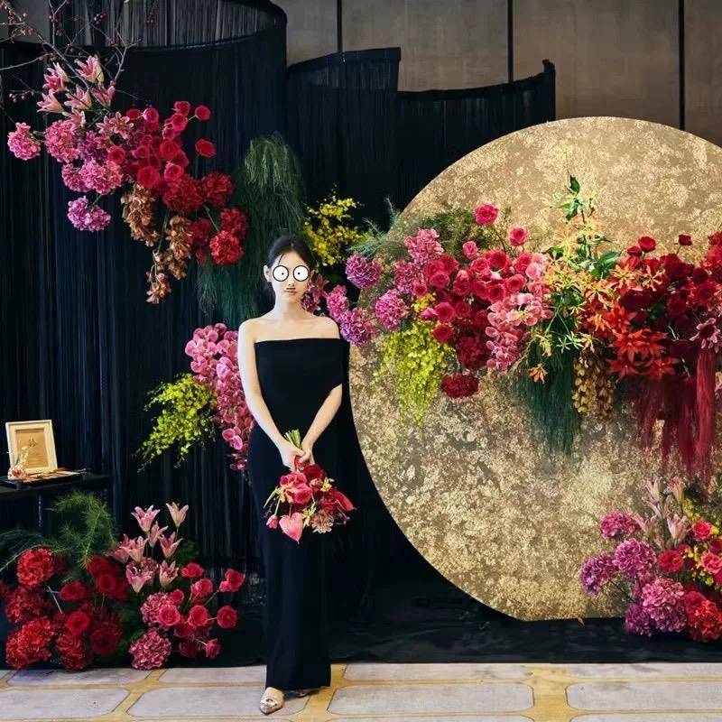 布新款婚庆具铁艺开口圆环装黑色线帘架子道求婚置10264580背景饰