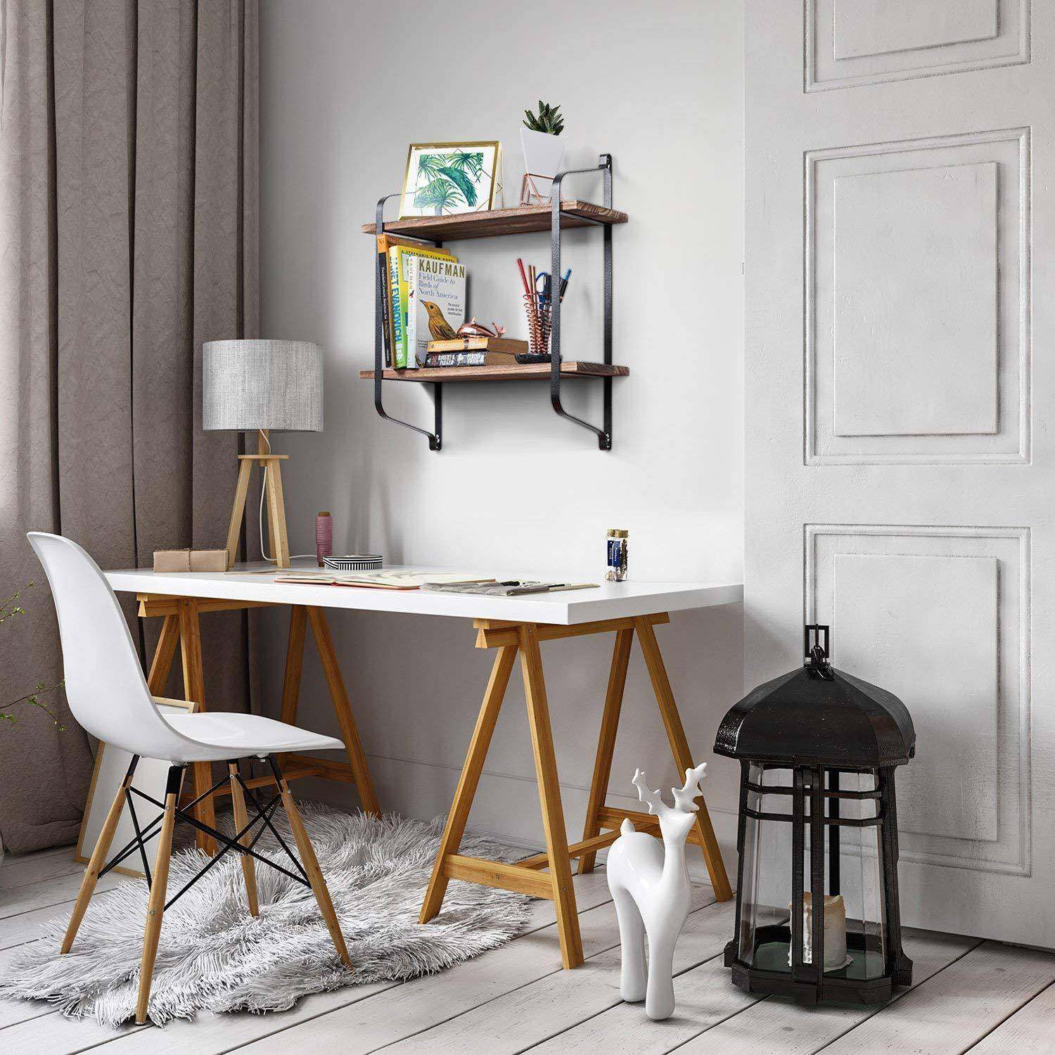 墙上置代架MUI实木客厅墙壁挂墙隔板铁艺卧室多物层书架简约现装,收纳整理,书桌收纳置物架,淘宝优惠券,粉丝福利购,淘宝优惠卷