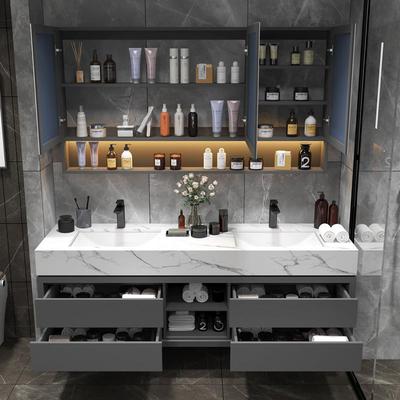 轻奢双台盆浴室洗柜组合现213代简能约智镜卫生间脸洗手池洗漱盆