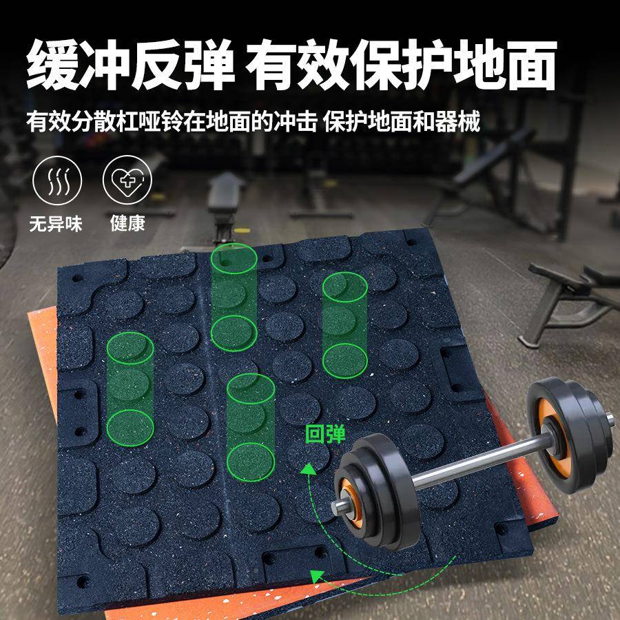 CSS健身胶房减震垫室内运动橡地震垫力量区减橡地板健身房复合胶