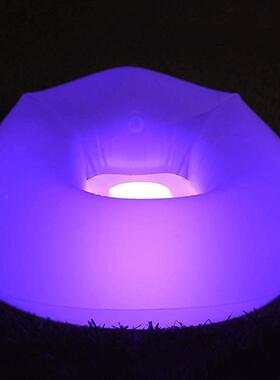 16遥发光充气懒人沙LED灯77PV色C充气足球沙控发发单人变色沙发