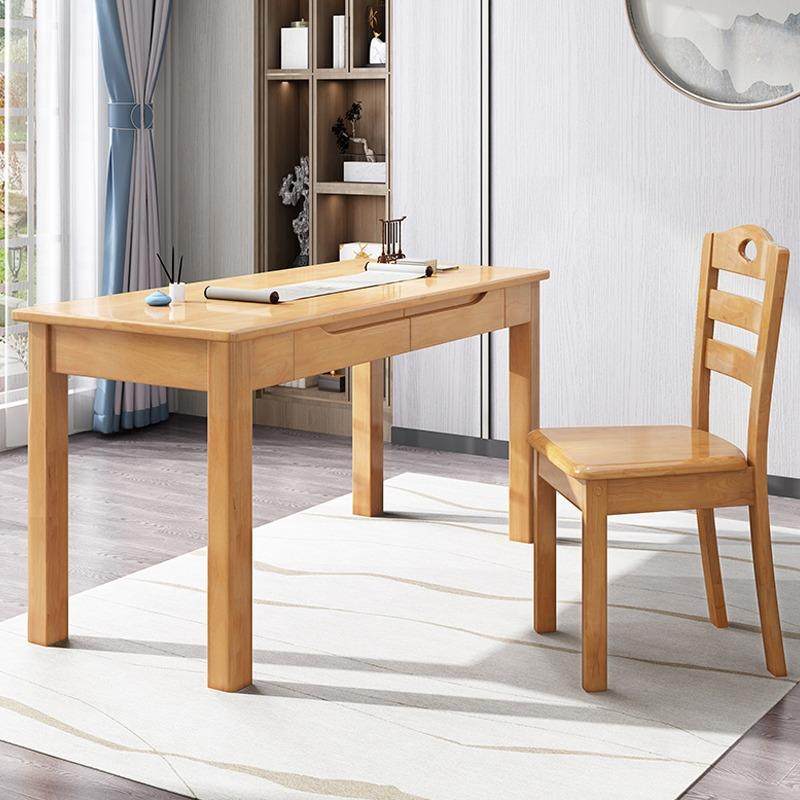 现组代简约实木书桌家用脑学桌带抽屉习桌简易办公LGY写字桌椅电