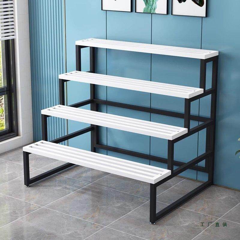 全钢花架式置物架阳花台地客厅新款阶落985梯架带轮户外庭院多肉