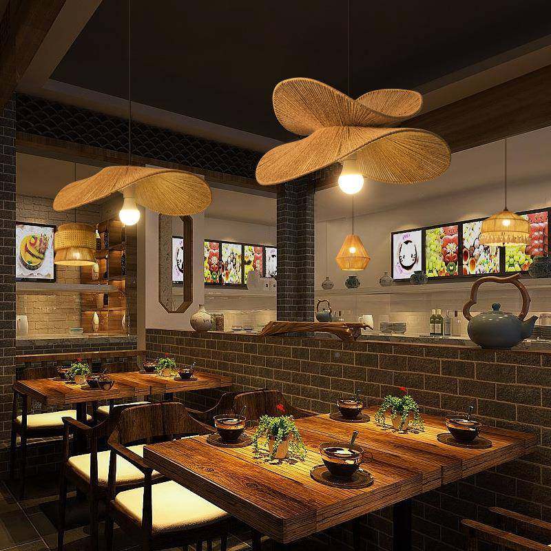 中式复古风吊灯竹灯笼叶围藤378荷编餐桌茶室民宿客栈氛感吊灯,家装灯饰光源,智能吊灯,淘宝优惠券,粉丝福利购,淘宝优惠卷