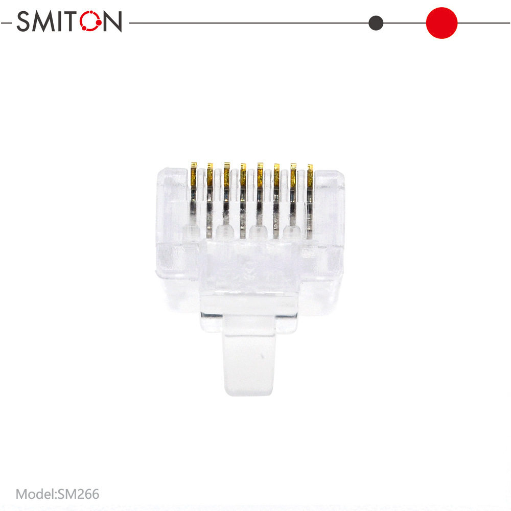 CAT6非屏蔽水晶头镀金透明白RJ458P8C网络专用网速更稳定更快