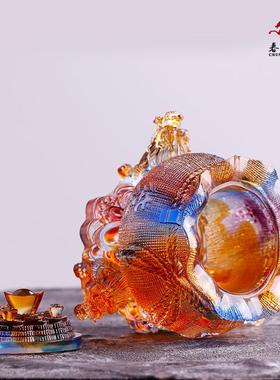 琉璃龙聚件21926宝聚盆宝袋家居酒柜装饰品摆工艺品祥办公摆设