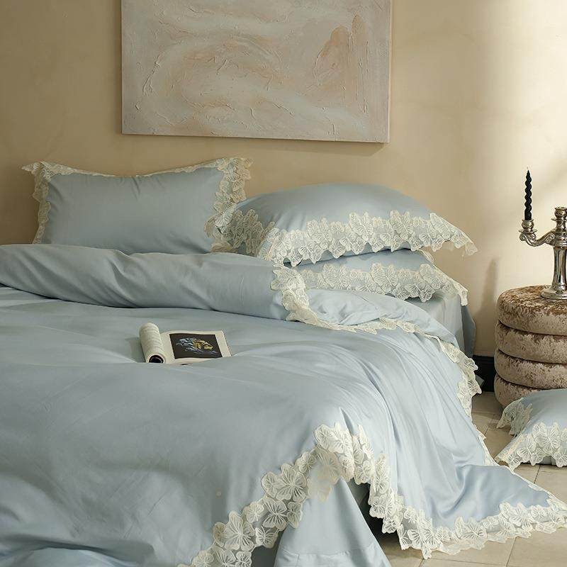 2贡5新款法式田园丝边被套缎全棉蕾A四件套类纯棉公主XS213风床上,床上用品,床品套件/四件套/多件套,淘宝优惠券,粉丝福利购,淘宝优惠卷